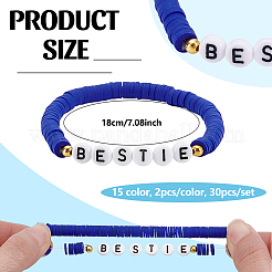 30Pcs Handmade Polymer Clay & Acrylic Bead Bracelets&nbsp;BJEW-PH02007