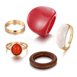 5Pcs Alloy with Resin Finger Rings&nbsp;FS-WGD69ED-01