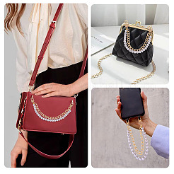 ABS Plastic Imitation Pearl and Aluminium Curb Chains Bag Extender Chains&nbsp;HJEW-TAC0074