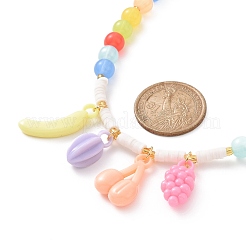 Acrylic Charm Necklace with Round Beaded Chains for Women&nbsp;NJEW-JN04165