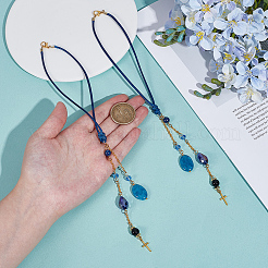 2Pcs Natural & Synthetic Gemstone & Alloy Hanging Ornaments&nbsp;HJEW-UN00122