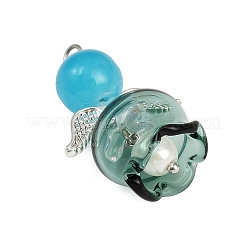 2Pcs 2 Colors Baking Paint Imitation Jade Glass Pendants&nbsp;PALLOY-JF04387