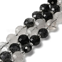 Natural Tourmalinated Quartz/Black Rutilated Quartz Beads Strands&nbsp;G-B153-A08