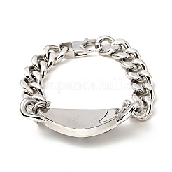 Tarnish Resistant 304 Stainless Steel Rhombus with Leopard Link Bracelet with Curb Chains for Men Women&nbsp;BJEW-E009-20P