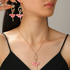 Ballet Girl Alloy Rhinestone Dangle Earring & Pendant Necklaces Sets for Women&nbsp;FS-WG8CE25-03