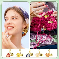 10Pcs Flower Alloy Enamel Pendant Decorations&nbsp;HJEW-YW00273