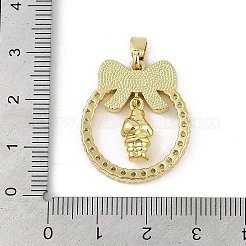 Christmas Theme Rack Plating Brass Micro Pave Cubic Zirconia Pendants&nbsp;KK-U032-14G-04