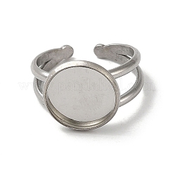 Non-Tarnish 304 Stainless Steel Cuff Ring Settings&nbsp;STAS-E202-02C-P