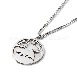 Non-Tarnish 304 Stainless Steel Double Layer Pendant Necklaces&nbsp;LS-NJEW-D047-05P