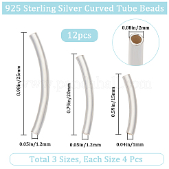 12Pcs 3 Style Tube 925 Sterling Silver Beads&nbsp;STER-BBC0005-61