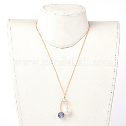 Eco-Friendly Glass Pearl & Glass Beads Pendant Necklaces&nbsp;NJEW-JN02622-01