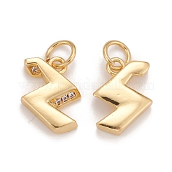 Brass Micro Pave Clear Cubic Zirconia Charms&nbsp;KK-Z023-15G