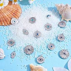 16Pcs 8 Style Eye Theme 304 Stainless Steel Rhinestone Pendants&nbsp;STAS-SZ0002-85P