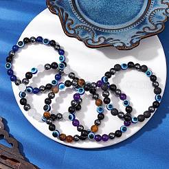 Round Gemstone Beaded Stretch Bracelets&nbsp;BJEW-JB11005