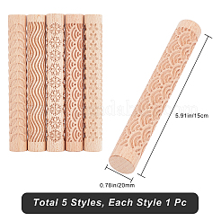 5Pcs 5 Style Wooden Rolling Pin&nbsp;DIY-GF0004-95