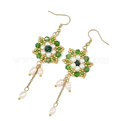 304 Stainless Steel with Glass Beads Dangle Earrings&nbsp;EJEW-MZ00808