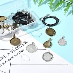 DIY Blank Dome Alloy Glass & Waxed Cord Necklace Making Kits&nbsp;DIY-FS0007-65