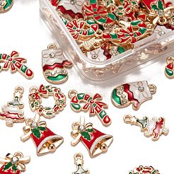 50Pcs 5 Style Christmas Theme Alloy Enamel Pendants&nbsp;ENAM-LS0001-49-RS