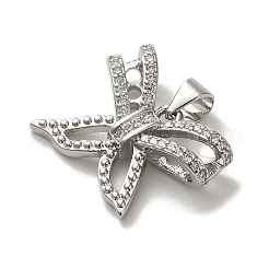 Rack Plating Brass Micro Pave Clear Cubic Zirconia Pendants&nbsp;KK-R158-06P