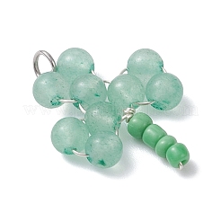 4Pcs 4 Styles Clover Dyed Natural Quartz Crystal & Carnelian & Green Aventurine & Amethyst Beaded Pendants&nbsp;PALLOY-TA00346