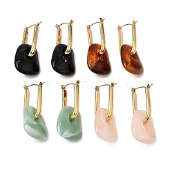 304 Stainless Steel Resin Hoop Dangle Earrings&nbsp;SA-CBA0141-01G