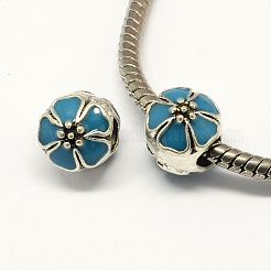 Alloy Enamel Flower Large Hole Style European Beads&nbsp;MPDL-R036-51