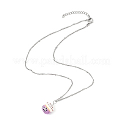 Porcelain Lucky Cat Pendant 304 Stainless Steel Twist Chain Necklaces for Women Men&nbsp;NJEW-JN05552