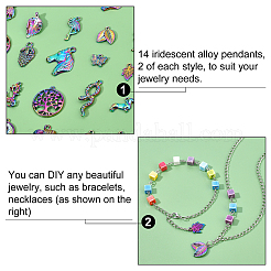 28Pcs 14 Style Rainbow Color Alloy Pendants&nbsp;FIND-FH0003-55