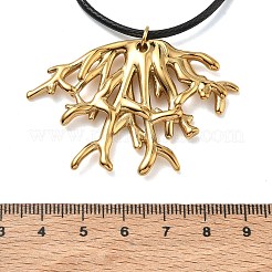 Summer Beach 304 Stainless Steel Coral Shape Pendant Adjustable Black Waxed Cord Necklaces for Women&nbsp;SA-CBAFEB5-04G