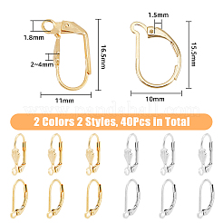 40Pcs 4 Style Brass Leverback Earring Findings&nbsp;KK-DC0002-15