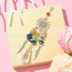 Alloy Woven Web/Net with Feather Pendant Decorations&nbsp;HJEW-TA00116