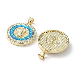 Rack Plating Brass Micro Pave Clear Cubic Zirconia Pendants&nbsp;KK-C041-06K-G