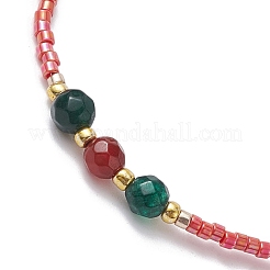 Dyed Natural Agate & Glass Seed Beaded Bracelets&nbsp;BJEW-MZ00047-03