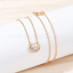 Brass Pave Clear Cubic Zirconia Pendant Necklaces for Women&nbsp;NJEW-Z079-02G-02