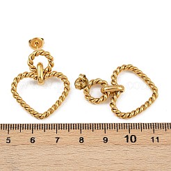 304 Stainless Steel Heart Dangle Stud Earrings&nbsp;EJEW-K268-32G