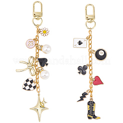 2Pcs 2 Styles Alloy Enamel Pendant Decorations&nbsp;HJEW-BM0001-46C