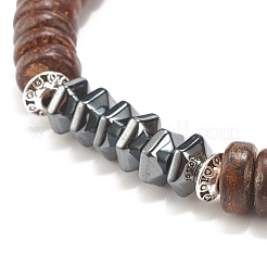 Coconut & Synthetic Hematite Stretch Bracelet&nbsp;BJEW-JB07990