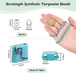 1 Strand Rectangle Synthetic Turquoise Beads Strands&nbsp;G-NB0005-57