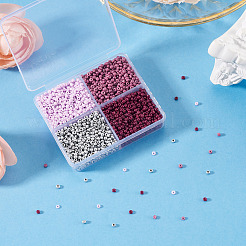 4000Pcs 4 Colors Baking Paint Glass Round Seed Beads&nbsp;SEED-TADJ0001-04