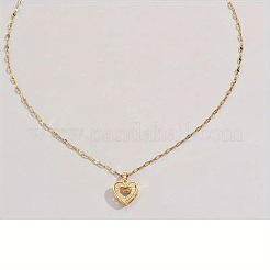 Heart Brass Micro Pave Clear Cubic Zirconia Pendant Necklaces&nbsp;FS-WG018FC-01