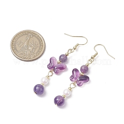 Natural Amethyst Butterfly Dangle Earrings&nbsp;EJEW-JE06317-03