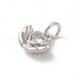 Rack Plating Brass Clear Cubic Zirconia Charms&nbsp;KK-Z056-09P