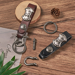 2Pcs 2 Colors Leather Clasps Keychain&nbsp;KEYC-BY0001-04