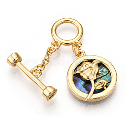 Paua Shell Toggle Clasps&nbsp;KK-P223-12G-01