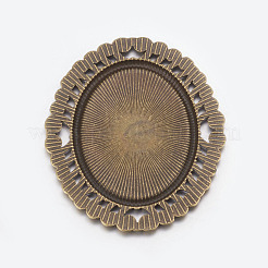 Tibetan Style Cabochon Connector Setting&nbsp;TIBEP-EA094YKG-AB-LF