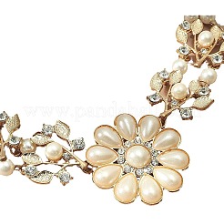 Alloy Crystal Rhinestone Flower Pendant Round Imitation Pearl Double Layer Necklaces for Women&nbsp;FS-WG4730C-01