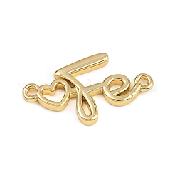 Brass Heart with Fe Faith Connector Charms&nbsp;KK-C114-02G