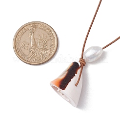 Summer Beach Natural Cultured Freshwater Pearl & Natural Shell Pendant Necklaces&nbsp;NJEW-JN05100-03