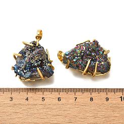 Electroplated Natural Druzy Agate Pendants&nbsp;G-K338-45G-06