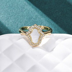 Brass Micro Pave Cubic Zirconia Shell Cuff Rings&nbsp;KK-D363-24A-G